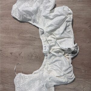 Le Lis White Eyelet Bandeau Crop Top